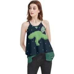 Ship Sea Monster Boat Island Night Pixel Flowy Camisole Tank Top by Pakemis