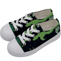 Ship Sea Monster Boat Island Night Pixel Kids  Low Top Canvas Sneakers by Pakemis