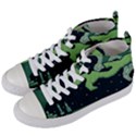 Ship Sea Monster Boat Island Night Pixel Women s Mid-Top Canvas Sneakers View2