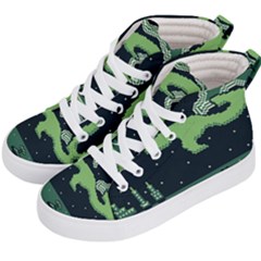 Ship Sea Monster Boat Island Night Pixel Kids  Hi-top Skate Sneakers by Pakemis