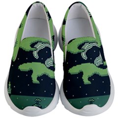 Ship Sea Monster Boat Island Night Pixel Kids Lightweight Slip Ons by Pakemis