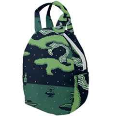 Ship Sea Monster Boat Island Night Pixel Travel Backpacks by Pakemis