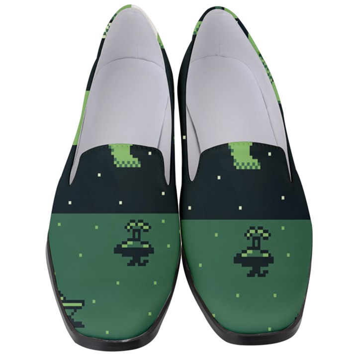 Ship Sea Monster Boat Island Night Pixel Women s Classic Loafer Heels