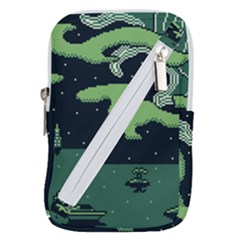 Ship Sea Monster Boat Island Night Pixel Belt Pouch Bag (small) by Pakemis