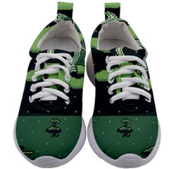 Ship Sea Monster Boat Island Night Pixel Kids Athletic Shoes by Pakemis