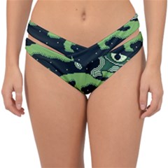 Ship Sea Monster Boat Island Night Pixel Double Strap Halter Bikini Bottom by Pakemis