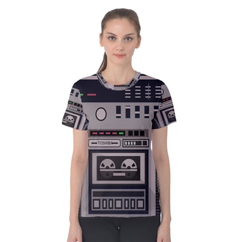 Cassette Recorder 80s Music Stereo Women s Cotton Tee by Pakemis