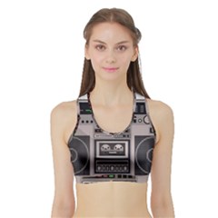 Cassette Recorder 80s Music Stereo Sports Bra With Border by Pakemis