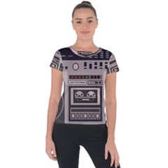 Cassette Recorder 80s Music Stereo Short Sleeve Sports Top  by Pakemis