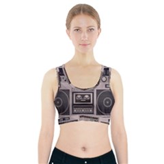 Cassette Recorder 80s Music Stereo Sports Bra With Pocket by Pakemis