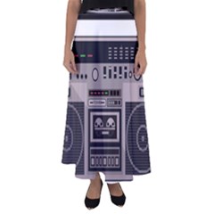 Cassette Recorder 80s Music Stereo Flared Maxi Skirt by Pakemis