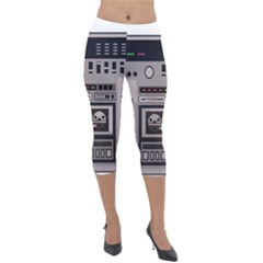 Cassette Recorder 80s Music Stereo Lightweight Velour Capri Leggings  by Pakemis