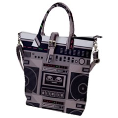 Cassette Recorder 80s Music Stereo Buckle Top Tote Bag by Pakemis