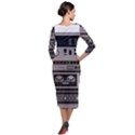 Cassette Recorder 80s Music Stereo Quarter Sleeve Midi Velour Bodycon Dress View2