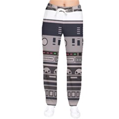 Cassette Recorder 80s Music Stereo Women Velvet Drawstring Pants by Pakemis