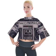 Cassette Recorder 80s Music Stereo Mock Neck Tee by Pakemis