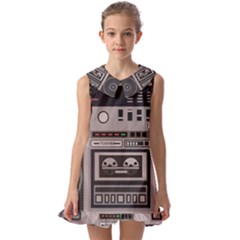 Cassette Recorder 80s Music Stereo Kids  Pilgrim Collar Ruffle Hem Dress