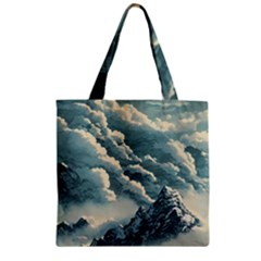 Mountains Alps Nature Clouds Sky Fresh Air Art Zipper Grocery Tote Bag by Pakemis