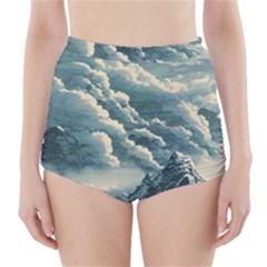 Mountains Alps Nature Clouds Sky Fresh Air Art High-waisted Bikini Bottoms by Pakemis