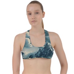 Mountains Alps Nature Clouds Sky Fresh Air Art Criss Cross Racerback Sports Bra by Pakemis