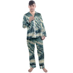 Mountains Alps Nature Clouds Sky Fresh Air Art Men s Long Sleeve Satin Pajamas Set