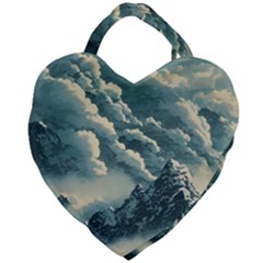 Mountains Alps Nature Clouds Sky Fresh Air Art Giant Heart Shaped Tote by Pakemis