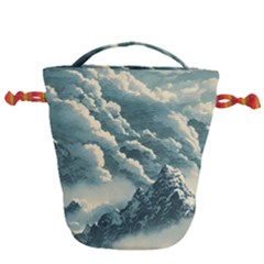 Mountains Alps Nature Clouds Sky Fresh Air Art Drawstring Bucket Bag by Pakemis