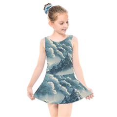 Mountains Alps Nature Clouds Sky Fresh Air Art Kids  Skater Dress Swimsuit by Pakemis