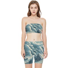 Mountains Alps Nature Clouds Sky Fresh Air Art Stretch Shorts And Tube Top Set by Pakemis