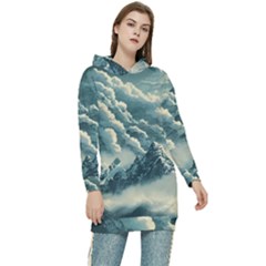 Mountains Alps Nature Clouds Sky Fresh Air Art Women s Long Oversized Pullover Hoodie by Pakemis