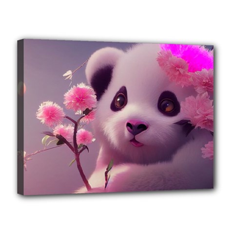 Panda Endangered Protected Bamboo National Treasure Canvas 16  X 12  (stretched) by Pakemis