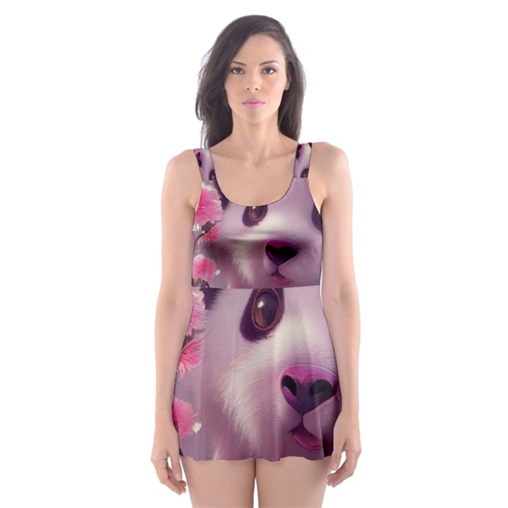 Panda Endangered Protected Bamboo National Treasure Skater Dress Swimsuit