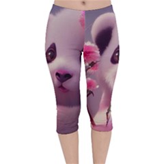 Panda Endangered Protected Bamboo National Treasure Velvet Capri Leggings  by Pakemis