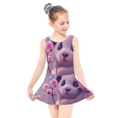 Panda Endangered Protected Bamboo National Treasure Kids  Skater Dress Swimsuit by Pakemis