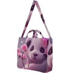 Panda Endangered Protected Bamboo National Treasure Square Shoulder Tote Bag by Pakemis