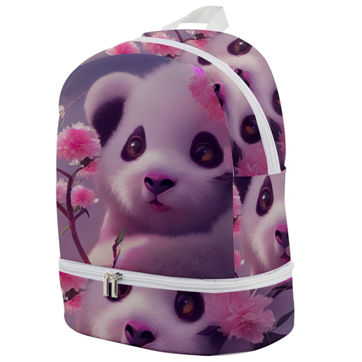 Panda Endangered Protected Bamboo National Treasure Zip Bottom Backpack