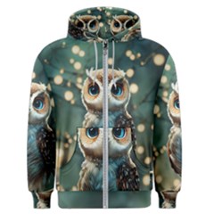 Owl Bird Bird Of Prey Ornithology Animal Men s Zipper Hoodie by Pakemis