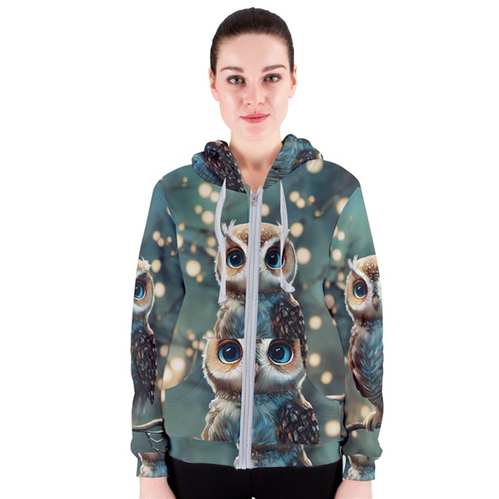 Owl Bird Bird Of Prey Ornithology Animal Women s Zipper Hoodie