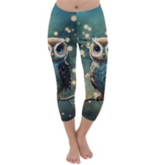 Owl Bird Bird Of Prey Ornithology Animal Capri Winter Leggings  by Pakemis