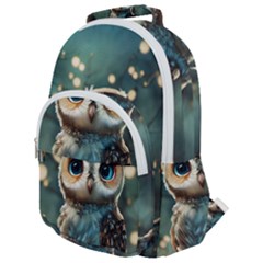 Owl Bird Bird Of Prey Ornithology Animal Rounded Multi Pocket Backpack by Pakemis