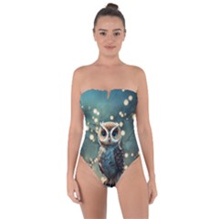 Owl Bird Bird Of Prey Ornithology Animal Tie Back One Piece Swimsuit by Pakemis