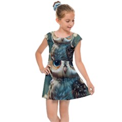 Owl Bird Bird Of Prey Ornithology Animal Kids  Cap Sleeve Dress by Pakemis