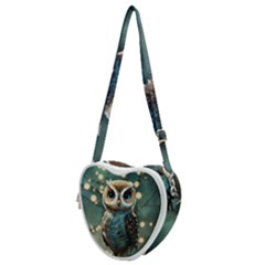 Owl Bird Bird Of Prey Ornithology Animal Heart Shoulder Bag by Pakemis