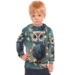 Owl Bird Bird Of Prey Ornithology Animal Kids  Hooded Pullover by Pakemis