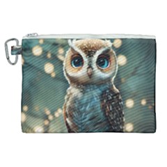 Owl Bird Bird Of Prey Ornithology Animal Canvas Cosmetic Bag (xl) by Pakemis