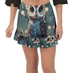 Owl Bird Bird Of Prey Ornithology Animal Fishtail Mini Chiffon Skirt by Pakemis