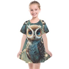 Owl Bird Bird Of Prey Ornithology Animal Kids  Smock Dress by Pakemis