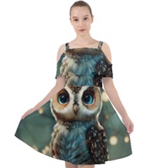 Owl Bird Bird Of Prey Ornithology Animal Cut Out Shoulders Chiffon Dress by Pakemis