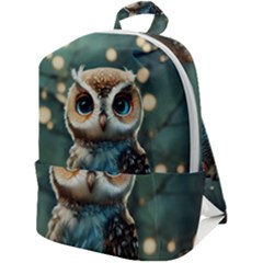 Owl Bird Bird Of Prey Ornithology Animal Zip Up Backpack by Pakemis