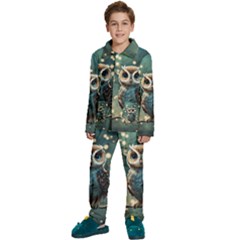 Owl Bird Bird Of Prey Ornithology Animal Kids  Long Sleeve Velvet Pajamas Set by Pakemis